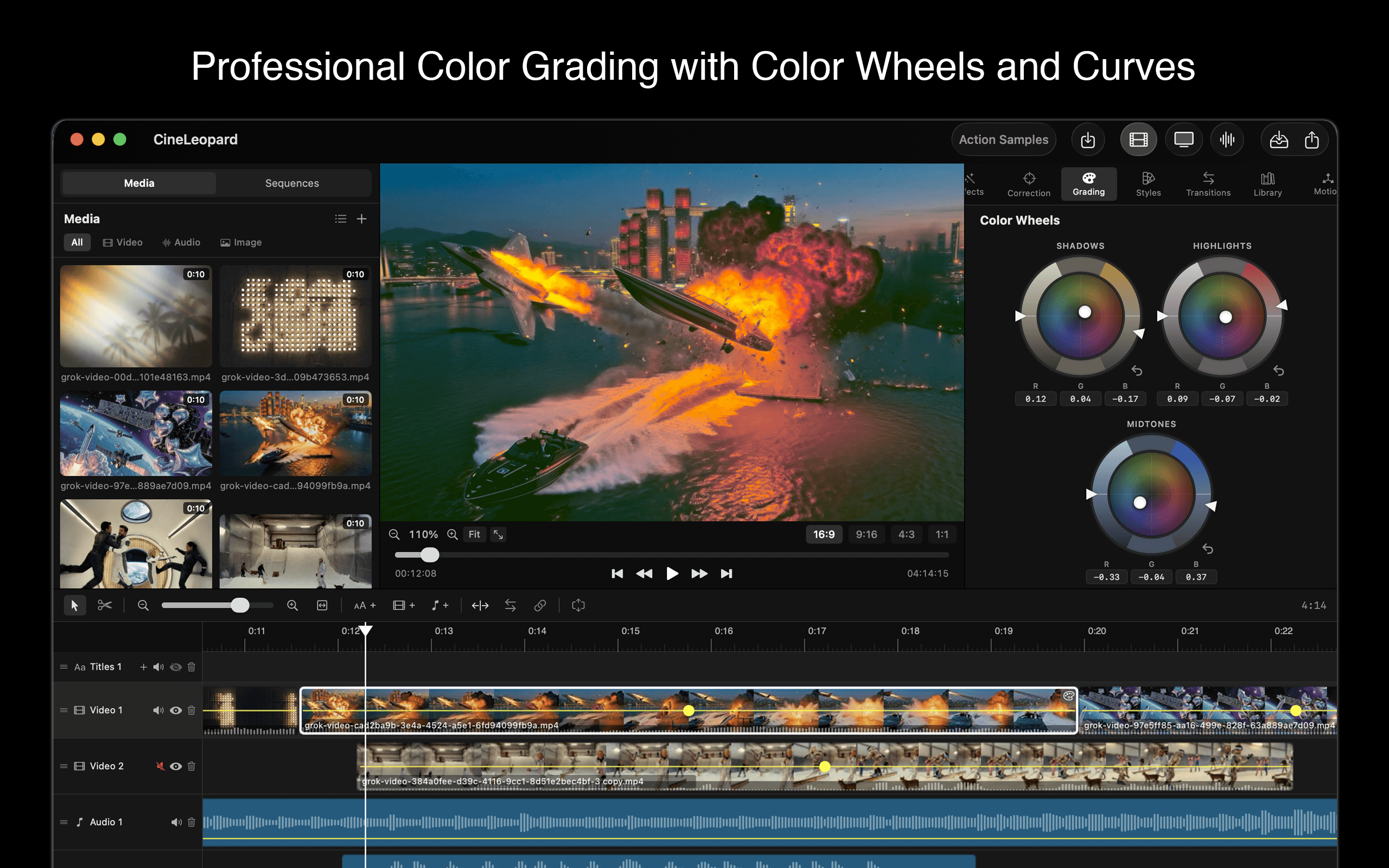 Professional color grading with redesigned color wheels